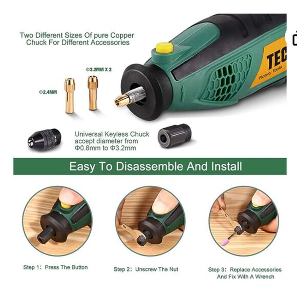 TECCPO Rotary Tool Kit | Multi-functional for Crafting Projects | New - Picture 3 of 8